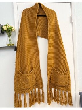 Pilcro Anthropologie Knit Fringe Scarf with Pockets